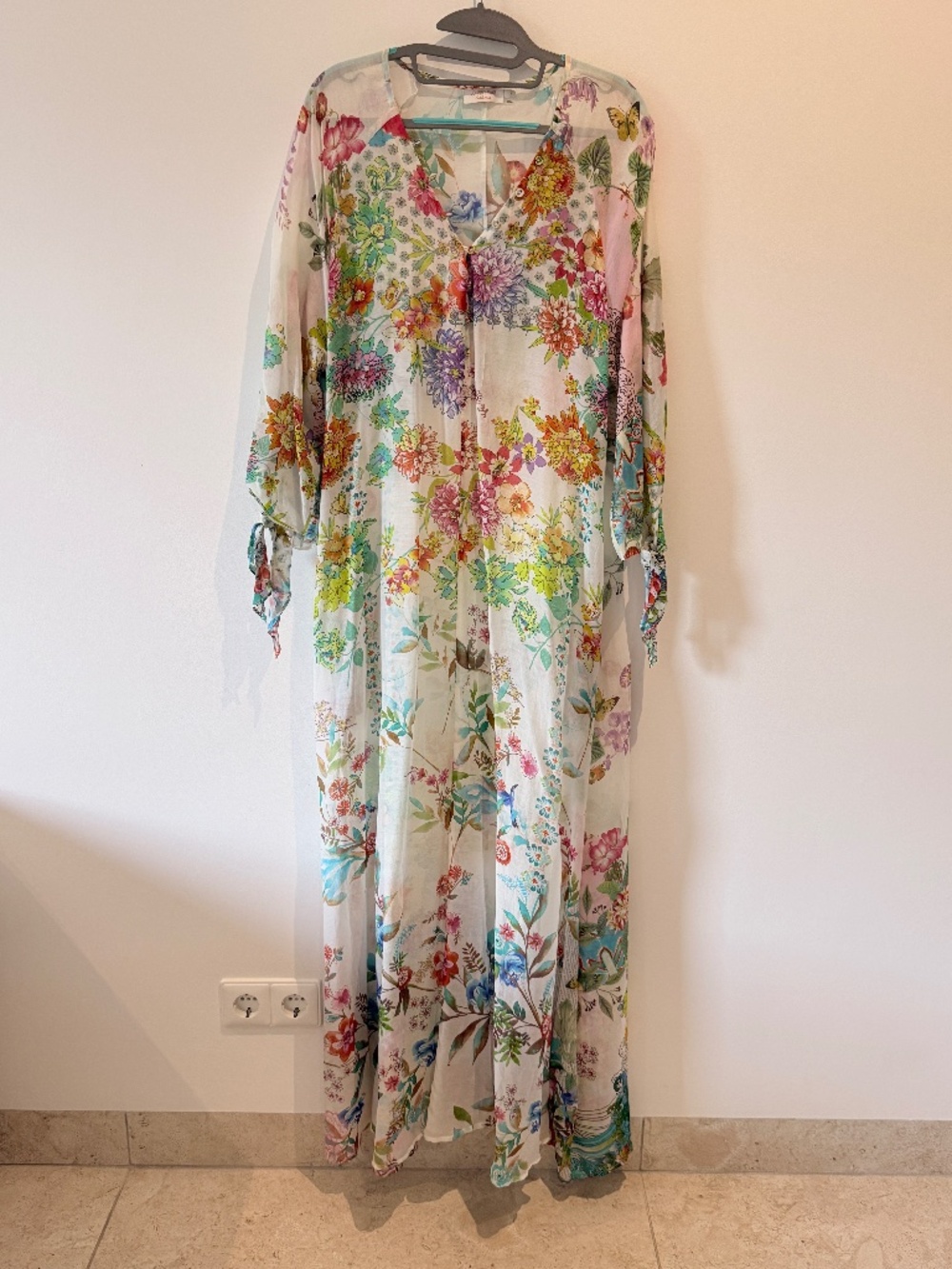Johnny Was White Maxi Dress with Multicolor Floral Print